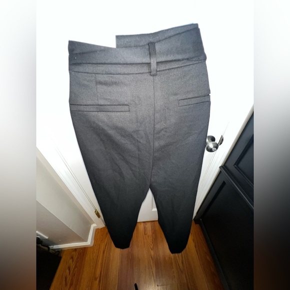 NWT Loft Women’s 6 Black Knit Straight Leg Mid Rise Trouser Dress Pants S Belt - Picture 10 of 12